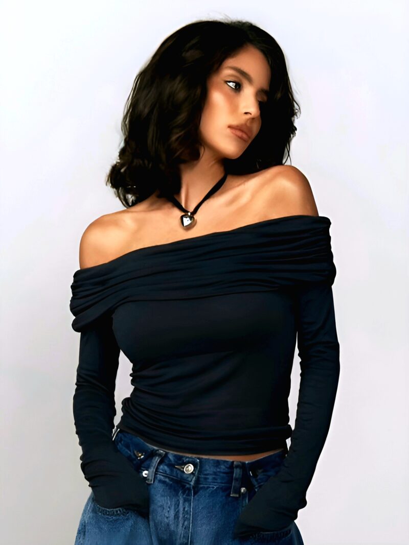 Top off-shoulder Alonza,ciemno szary
